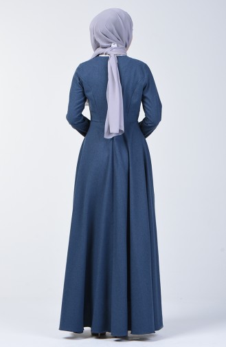 Kolyeli Elbise 5132-03 İndigo