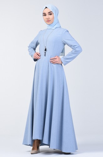 فستان مع قلادة أزرق فاتح 5132-06