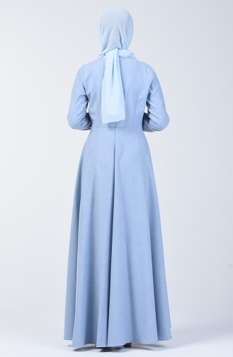 فستان مع قلادة أزرق فاتح 5132-06