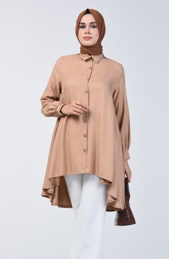 Buttoned Asymmetric Tunic 6640-03 Mink 6640-03