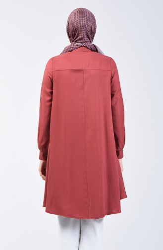 Buttoned Asymmetric Tunic 6640-05 Brick Red 6640-05