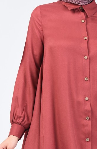 Buttoned Asymmetric Tunic 6640-05 Brick Red 6640-05