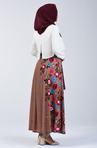 Beli Lastikli Kemerli Etek 1074-01 Sütlü kahve
