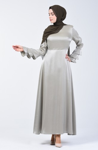 فستان جاكورد بتصميم اكمام واسعة 8165-04 لون اخضر كاكي 8165-04
