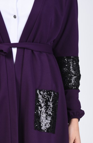 Sequined Belted Sweater 2052-03 Purple 2052-03