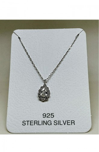 Ladies Silver Necklace MHK002 White 002