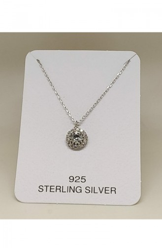 Ladies Silver Necklace MHK008 White 008