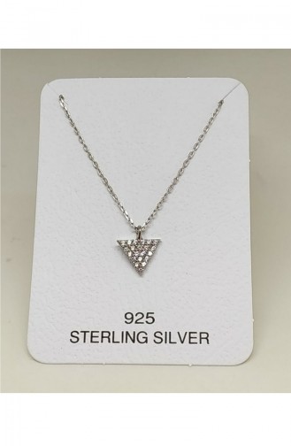 Ladies Silver Necklace MHK012 White 012