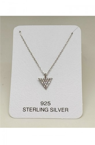 Ladies Silver Necklace MHK012 White 012