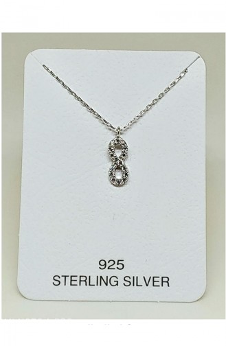 Ladies Silver Necklace MHK018 White 018