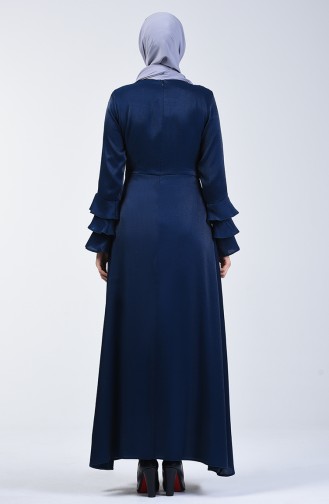 فستان جاكورد بتصميم اكمام واسعة 8165-05 لون كحلي 8165-05