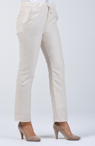 Pantalon D été en Lin 8006-01 Crème 8006-01