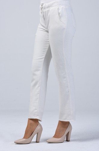 Pantalon D été Taille Élastique 8006A-01 Écru 8006A-01