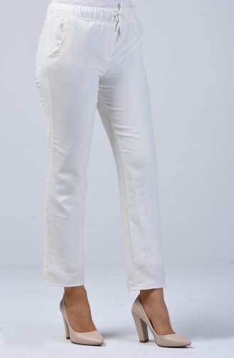 Pantalon D été Taille Élastique 8006A-01 Écru 8006A-01