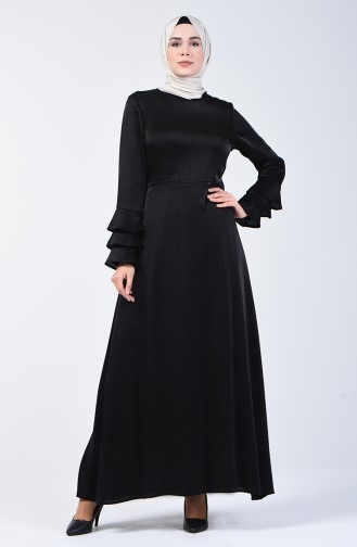 فستان جاكورد بتصميم اكمام واسعة 8165-02 لون اسود 8165-02