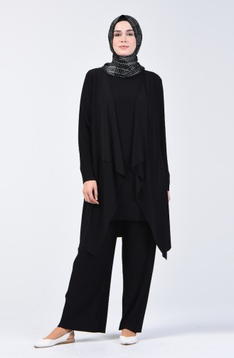 Pleated Sandy Tunic Trousers Double Suit 2050-01 Black 2050-01