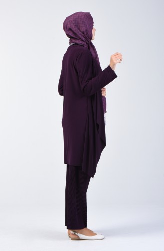 Pleated Sandy Tunic Trousers Double Suit 2050-02 Purple 2050-02