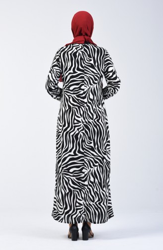 Robe à Motifs 8859-07 Noir Blanc 8859-07