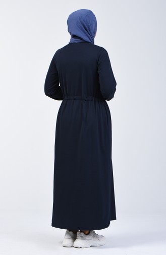 Navy Blue Hijab Dress 4114-02