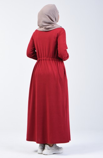 Claret Red Hijab Dress 4114-04