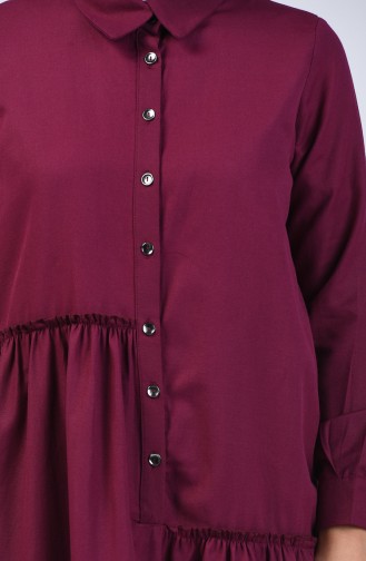 Shirring Detailed Dress 3144-02 Plum 3144-02