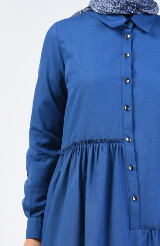 Shirring Detailed Dress 3144-03 Indigo 3144-03