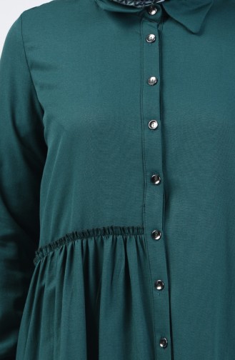 Büzgü Detaylı Elbise 3144-04 Zümrüt Yeşili