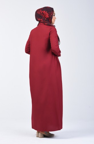 Shirring Detailed Dress 3144-07 Burgundy 3144-07