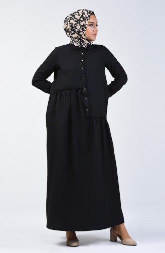 Büzgü Detaylı Elbise 3144-08 Siyah