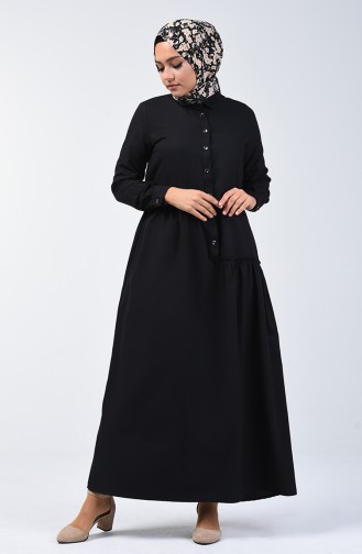 Shirring Detailed Dress 3144-08 Black 3144-08