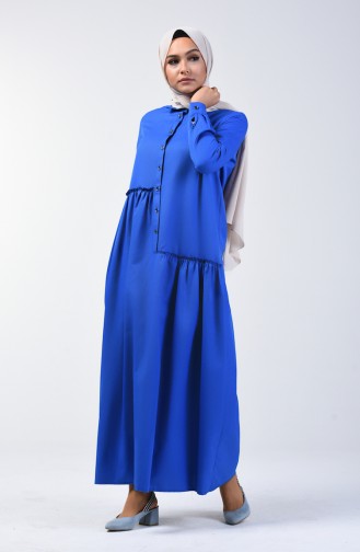 Shirring Detailed Dress 3144-09 Saxe Blue 3144-09