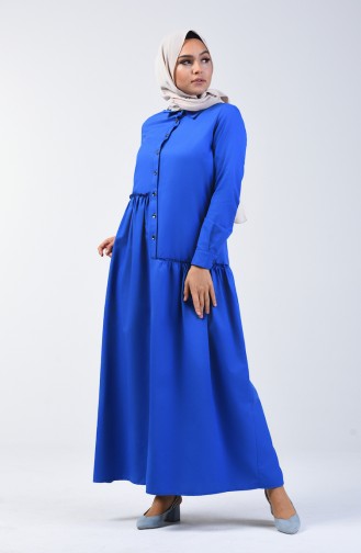 Shirring Detailed Dress 3144-09 Saxe Blue 3144-09