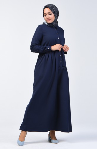 Dunkelblau Hijab Kleider 3144-11