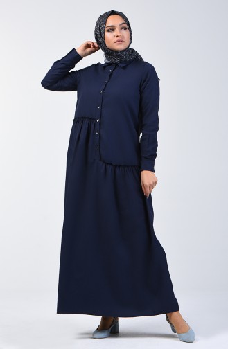 Dunkelblau Hijab Kleider 3144-11