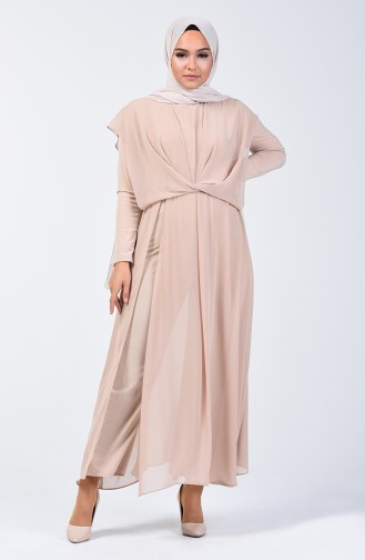 Draped Chiffon Rumper 5130-04 Beige 5130-04