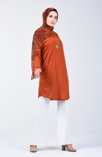 Plain Tunic with Necklace 1268-01 Tobacco 1268-01