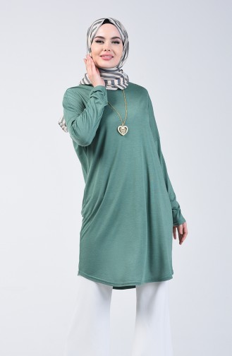 Plain Tunic with Necklace 1268-02 Green 1268-02