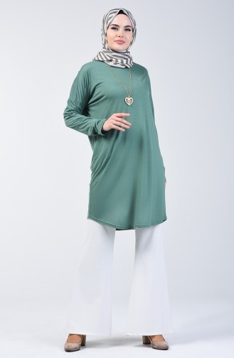 Plain Tunic with Necklace 1268-02 Green 1268-02