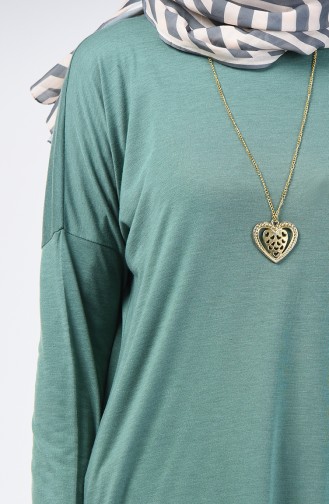 Plain Tunic with Necklace 1268-02 Green 1268-02