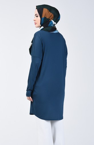 Plain Tunic with Necklace 1268-03 Navy Blue 1268-03