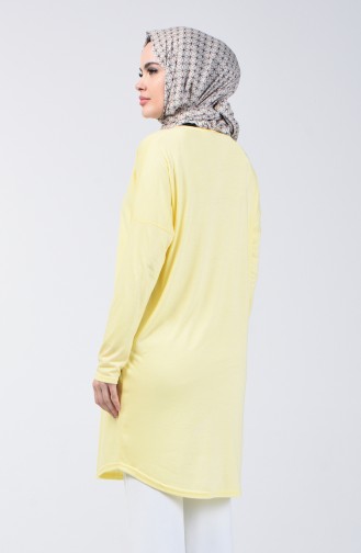 Kolyeli Düz Tunik 1268-04 Limon Sarısı