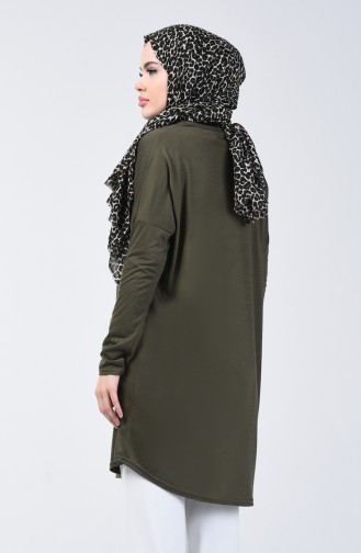 Tunique Avec Collier 1268-06 Khaki Foncé 1268-06