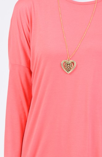 Plain Tunic with Necklace 1268-07 Coral 1268-07