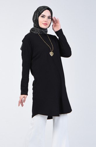 Plain Tunic with Necklace 1268-08 Black 1268-08
