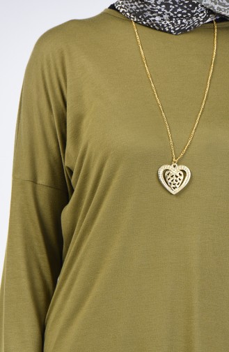 Plain Tunic with Necklace 1268-09 Khaki 1268-09