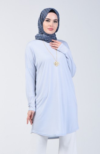 Plain Tunic with Necklace 1268-10 Baby Blue 1268-10