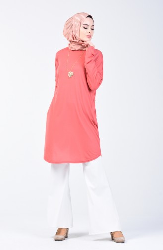 Plain Tunic with Necklace 1268-11 Dark Rose Dry 1268-11