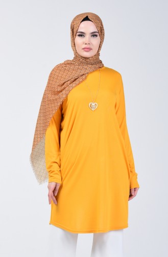 Plain Tunic with Necklace 1268-12 Mustard 1268-12