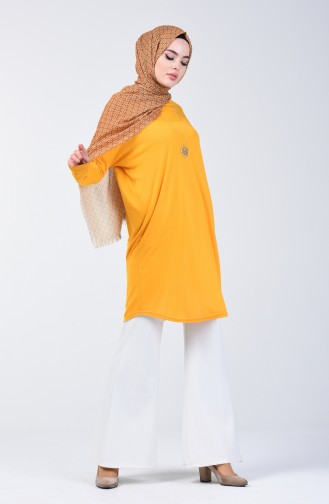 Plain Tunic with Necklace 1268-12 Mustard 1268-12