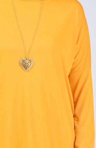 Plain Tunic with Necklace 1268-12 Mustard 1268-12